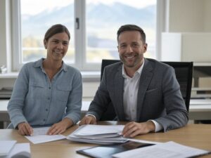 Leasing agent and property manager smiling professionally at the camera – Alpine Property Management Kansas City