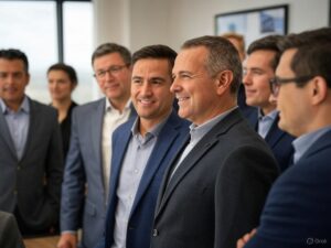 A group of investors meets with Alpine Property Management Kansas City to discuss real estate opportunities.